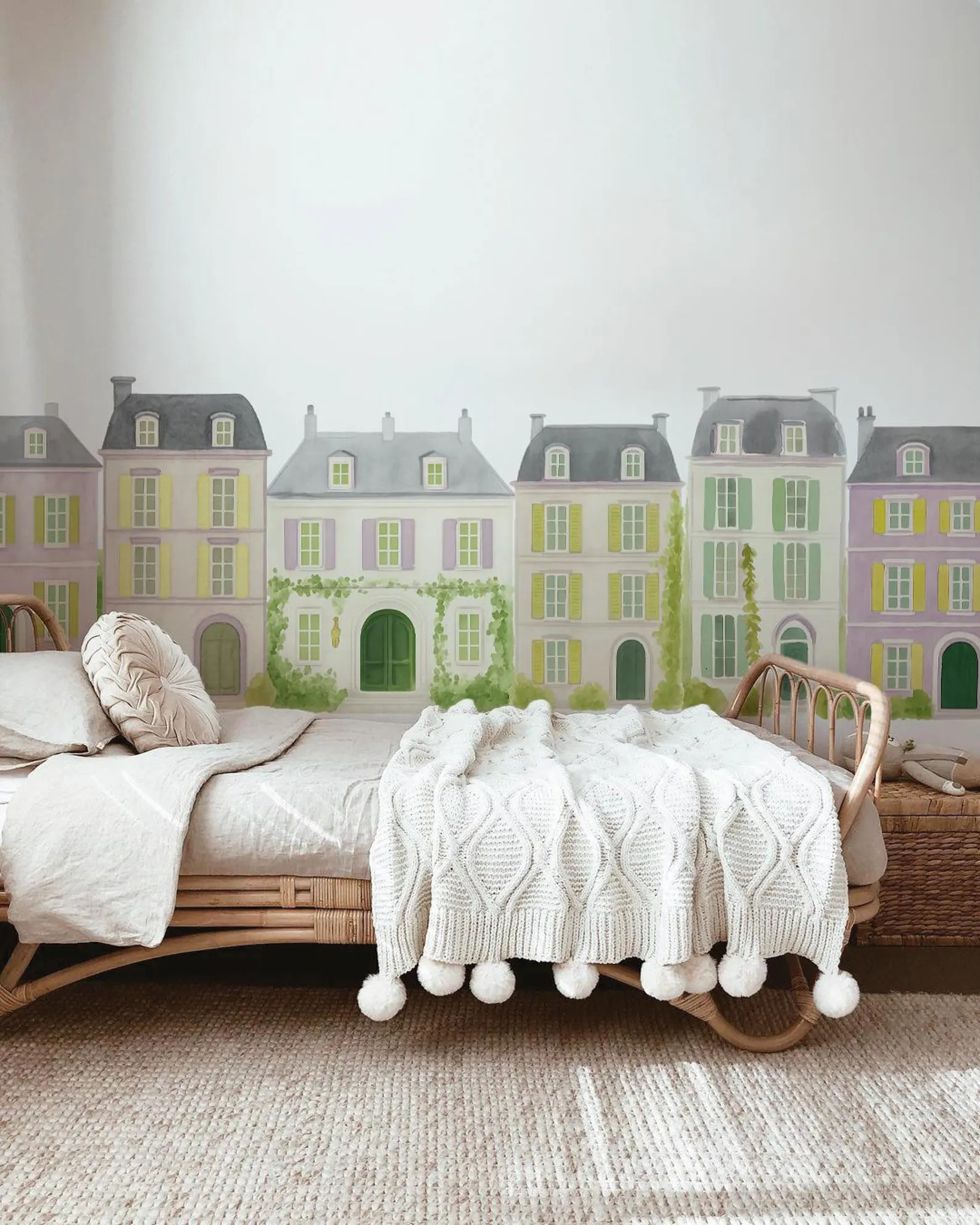Paris City Building Wall Decal, Lavender Nursery Mural *US orders ship DDP* | Etsy (US)