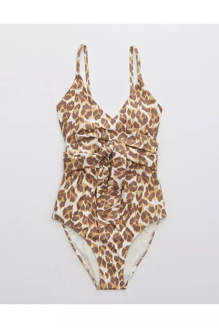 Aerie Leopard Plunge One Piece Swimsuit