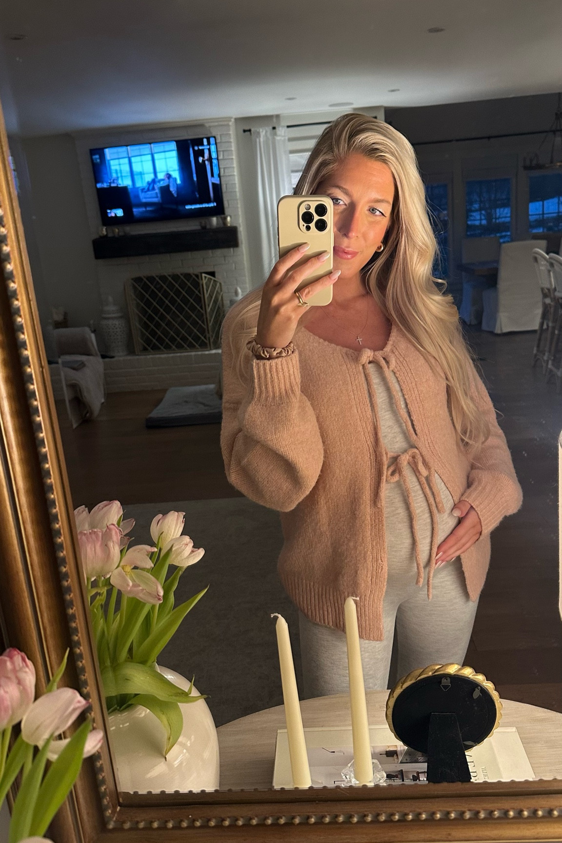 Amazon front tie sweater 🎀 wearing a size small!

#LTKbump #LTKSeasonal #LTKfindsunder50