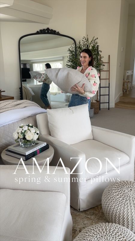 HOME \ new Amazon pillow cover favorites for spring and summer!!🙋🏻‍♀️ Update your bedroom or living room with these beauties! Below are the deets for today’s finds👇🏻
+ brown pattern 24”x24” - 2 for $28
+ taupe linen 24”x24” - 2 for $27
+ cement textured 20”x20” - 2 for $20 
+ fluffy inserts (size up for more volume!)

#LTKhome #LTKfindsunder50 #LTKVideo