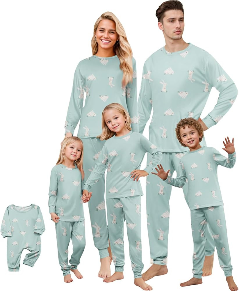 ADHOWBEW Matching Family Easter Outfits Holiday Cute Bunny Graphic Funny 2 Piece Long Sleeve Top ... | Amazon (US)
