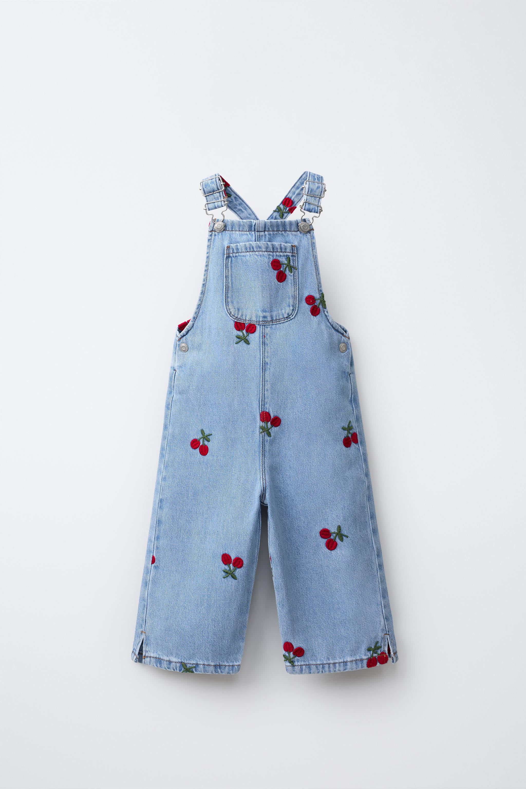 Full-length denim dungarees with a straight-cut neckline and straps with buckle fastening at the ... | Zara UK