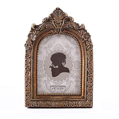 SIKOO Vintage Mini 2.5 × 3.5 Picture Frame Antique Small Ornate Table Top Wall Mounting Photo Frame with High Definition Glass Front for Home Decor, Photo Gallery, Art,Bronze Gold (2.5x3.5) | Amazon (US)