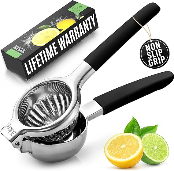 Zulay Lemon Squeezer Stainless Steel with Premium Heavy Duty Solid Metal Squeezer Bowl (Black Gri... | Amazon (US)