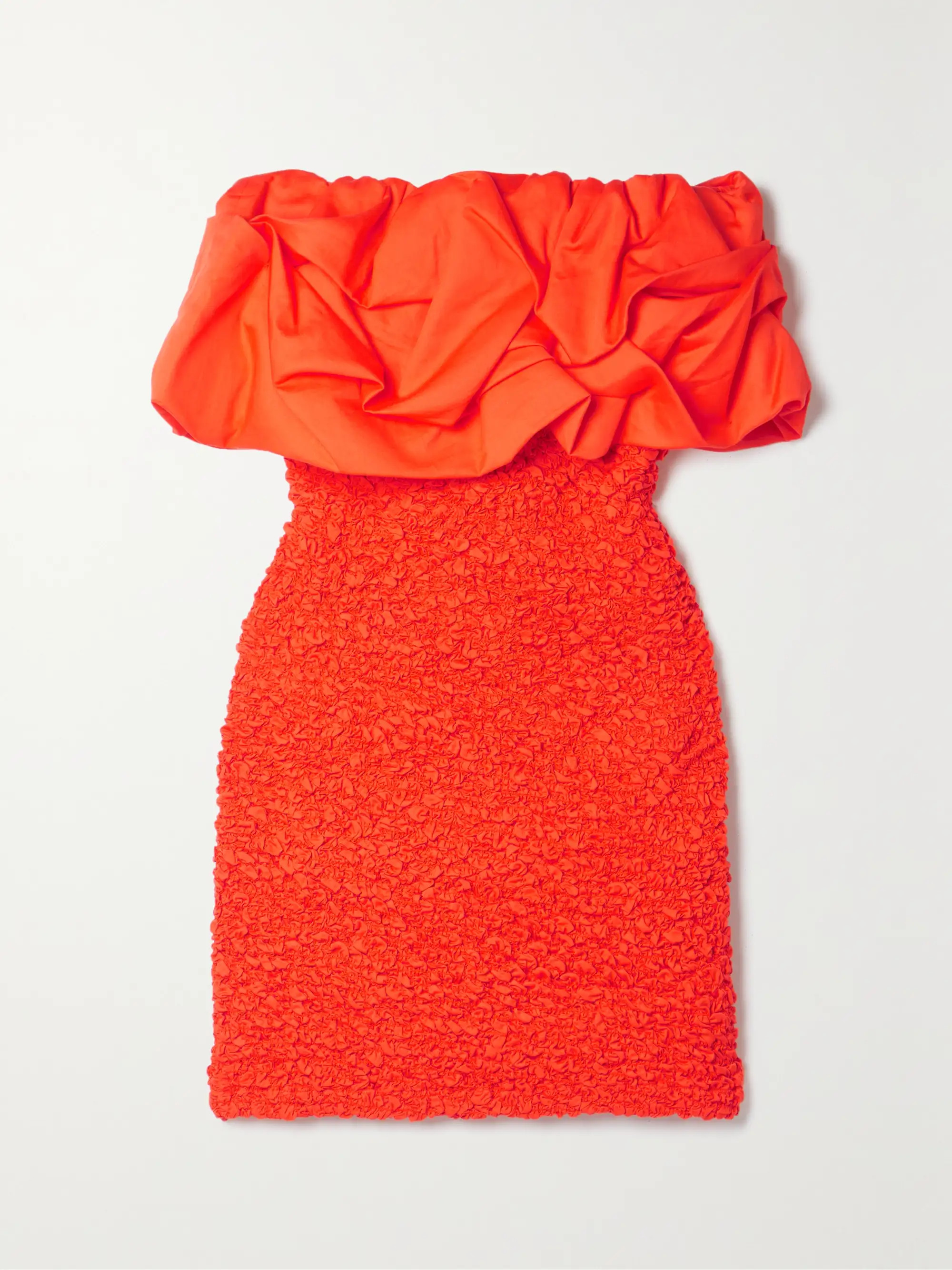 Kenza strapless ruffled organic cotton-poplin and popcorn jersey mini dress | NET-A-PORTER (US)