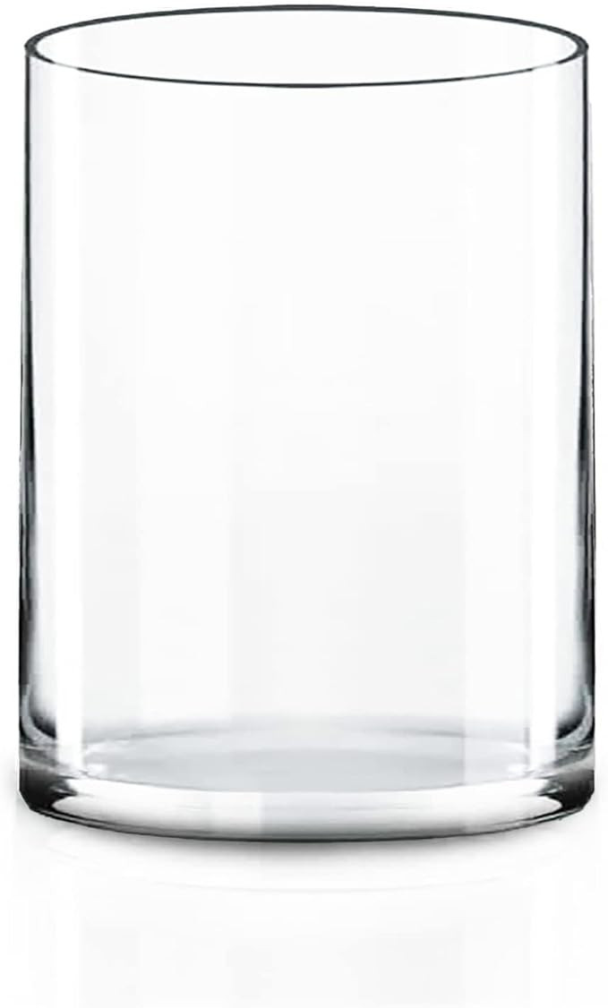 CYS EXCEL Cylinder Clear Glass Vase (H:8" D:6") | Multiple Size Choices Glass Flower Vase Centerp... | Amazon (US)
