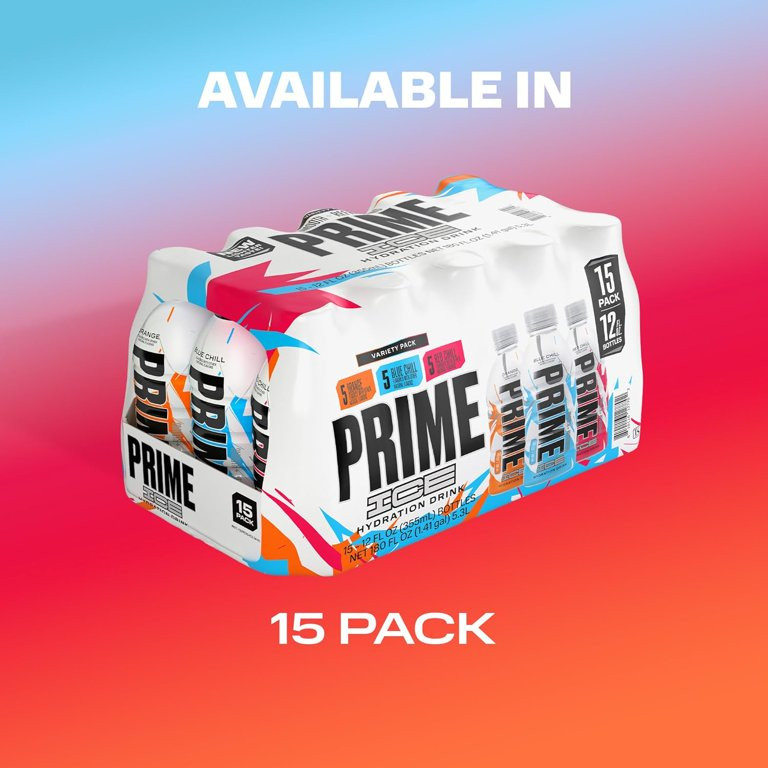 Prime Ice Hydration Sports Drink, Variety Pack, Blue Ice, Red Ice, Orange, 12 fl oz, 15 Pack, Bot... | Walmart (US)