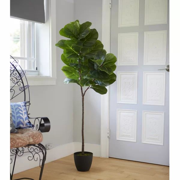 52" Artificial Fiddle Leaf Fig Tree in Planter | Wayfair Professional