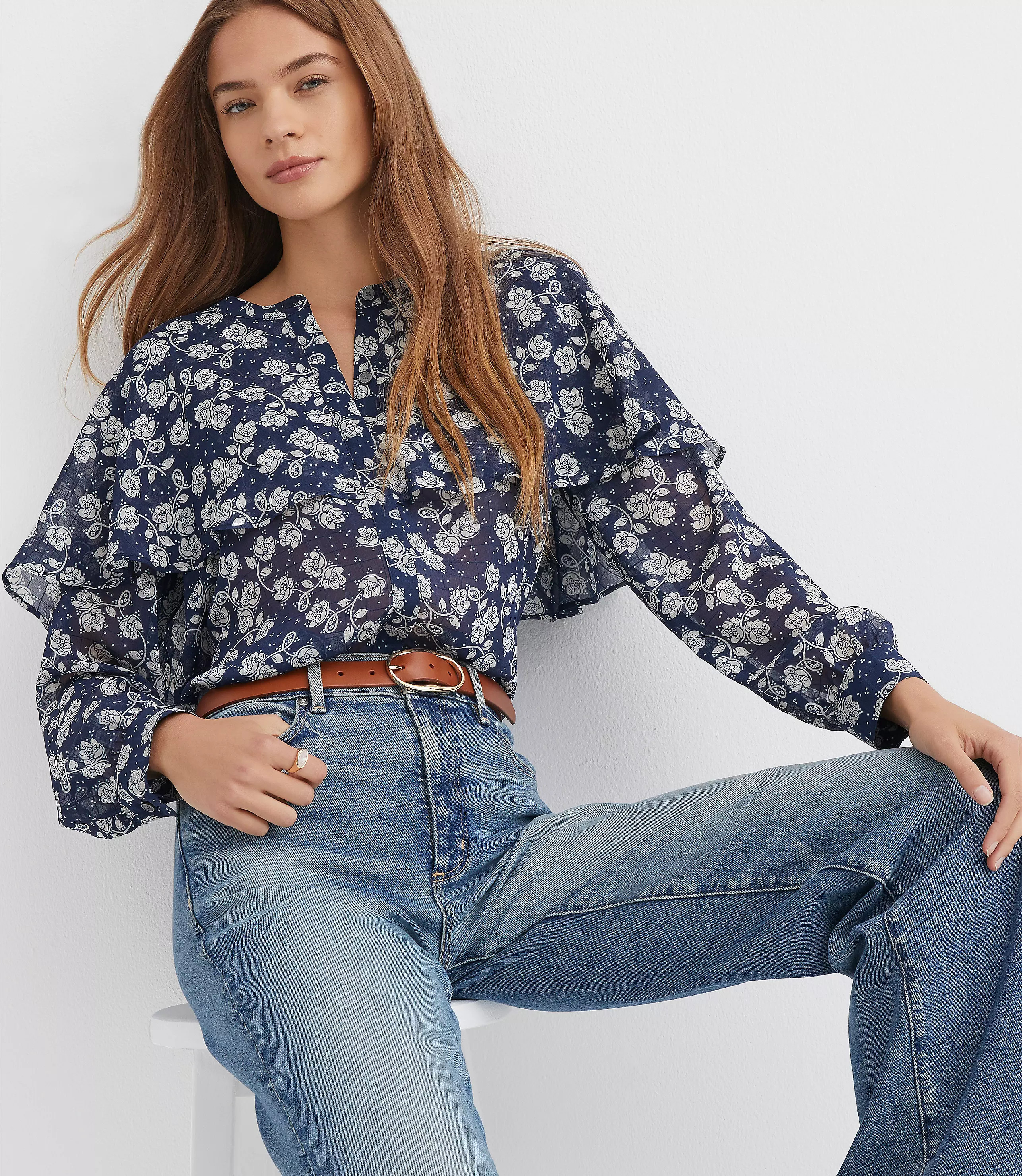 Floral Cape Blouse | LOFT