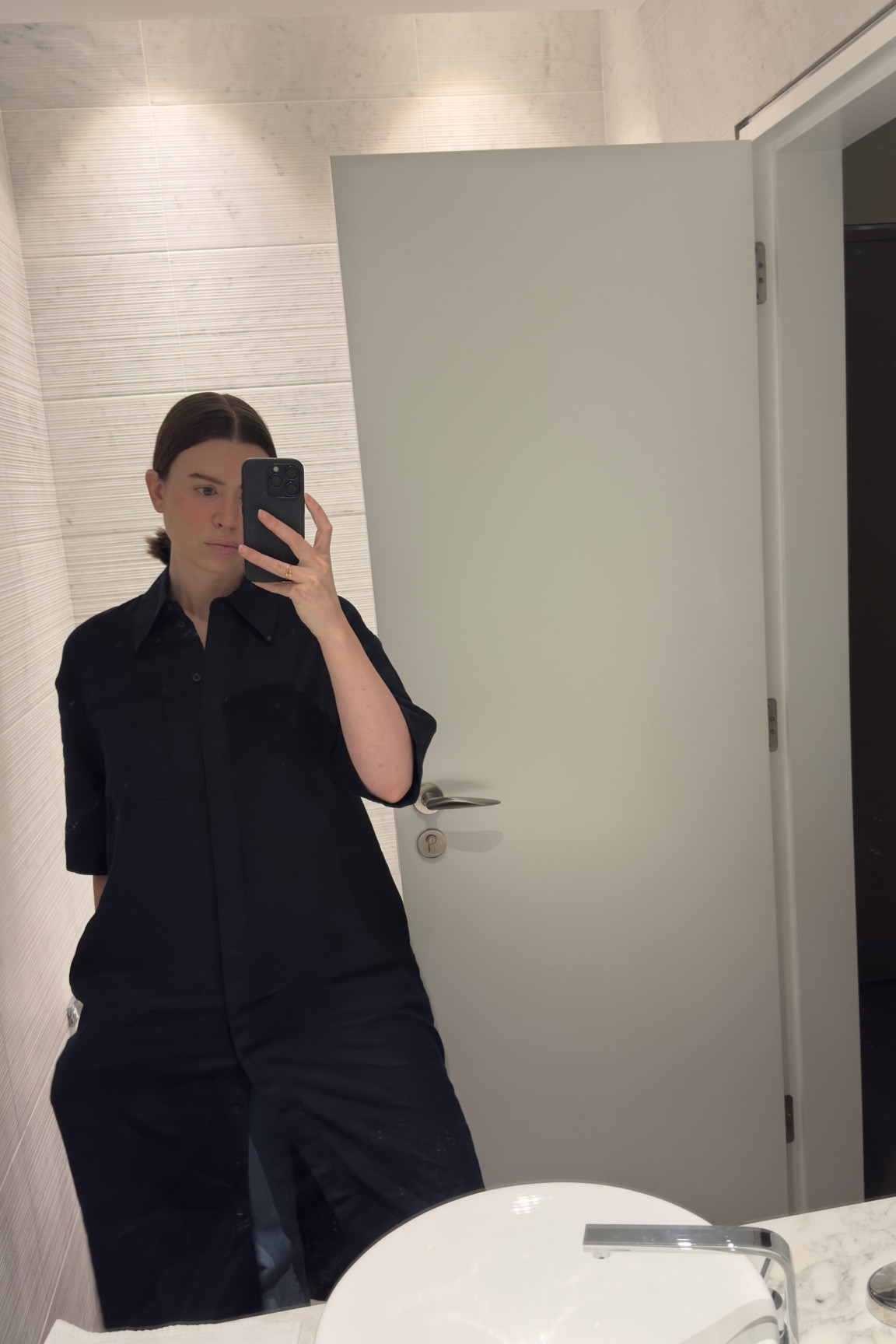 COS Navy shirt dress in size 36 (could even size down to a 34)
-can be worn as a dress, long tunic or swim cover up. Great for holiday. 
-size down at least 1 size from your usual. 

#LTKTravel #LTKSeasonal #LTKMidsize