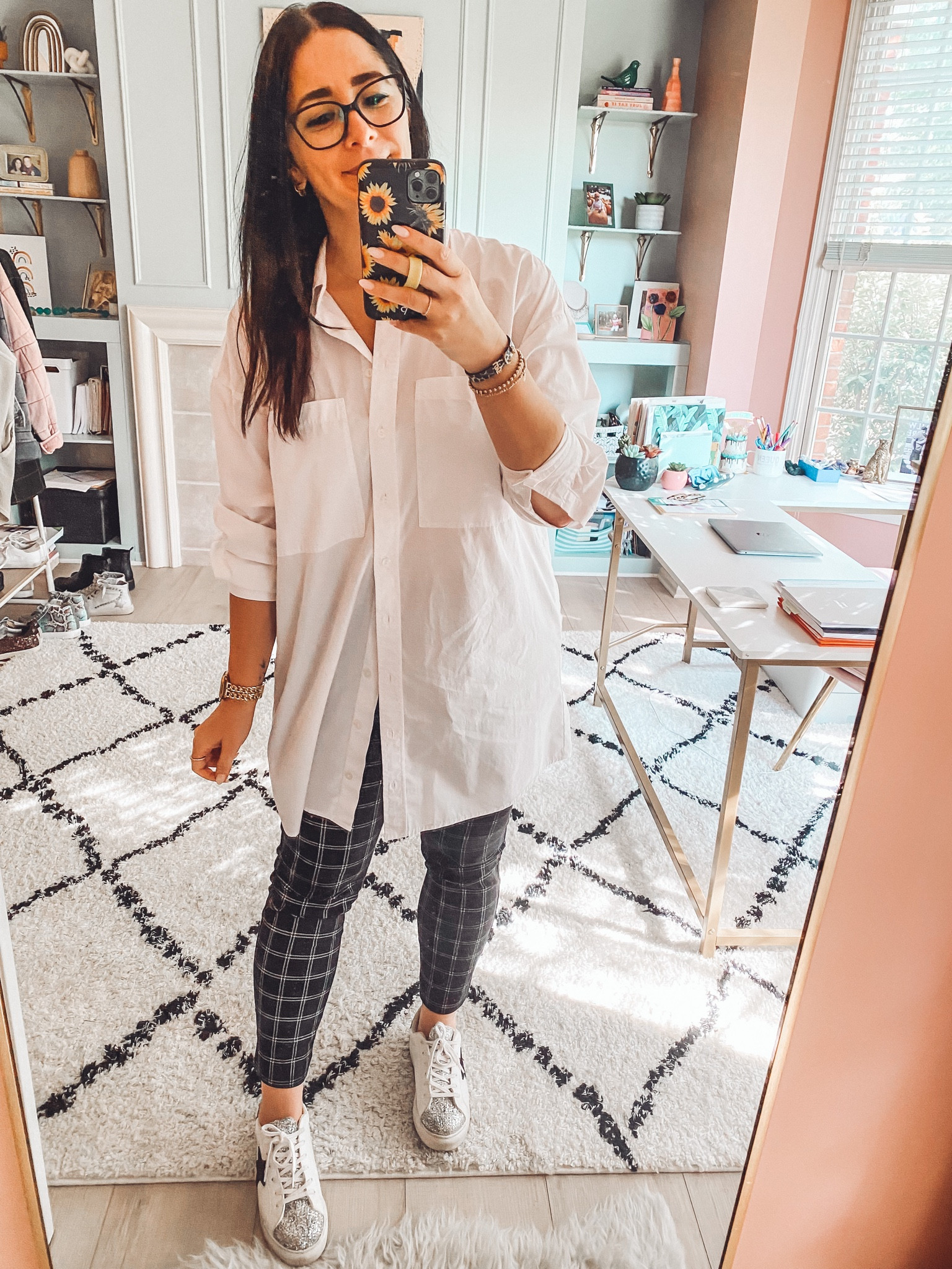 Wearing an 8 in pants and medium in top! 