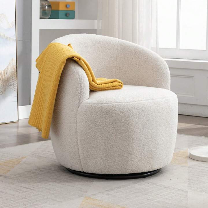Swivel Barrel Chair, Teddy Sherpa Upholstered Modern Round Accent Arm Chairs, 360 Degree Swivel S... | SHEIN