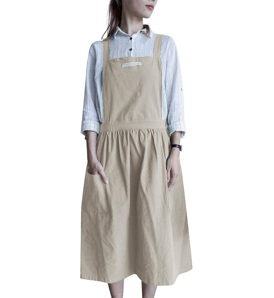 Nanxson Damen Bauwolle Leinen Schürze Kochen Küche Schürze Latzschürze Arbeitsschürze mit 2 ... | Amazon (DE)