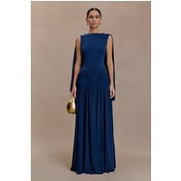 Emory Jersey Cape Maxi Dress - Navy I MESHKI I Size S | MESHKI US