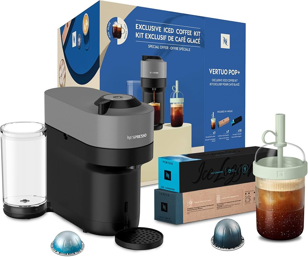 Nespresso Vertuo Pop+ 0.75 Liters Coffee and Espresso Machine | Dark Grey | Iced Coffee Pack with... | Amazon (CA)