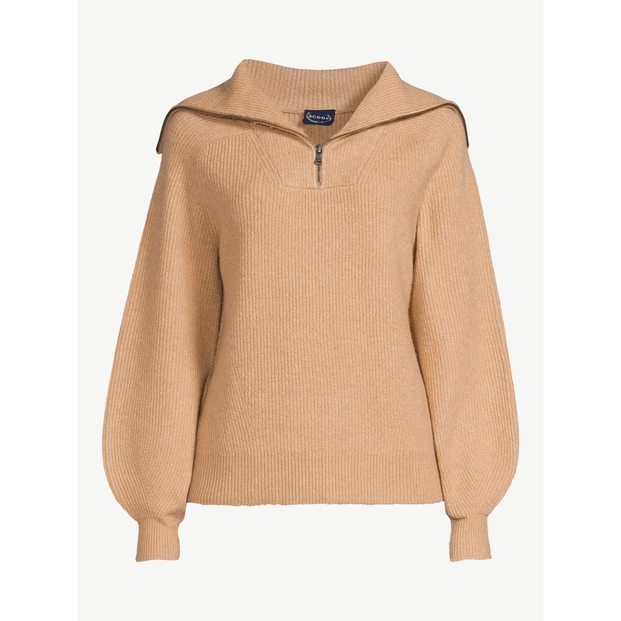 Scoop Women's Half Zip Sweater with Long Sleeves, Sizes XS-XXL | Walmart (US)