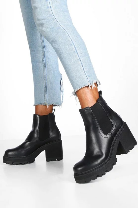Chunky Cleated Chelsea Boots | Boohoo.com (US & CA)