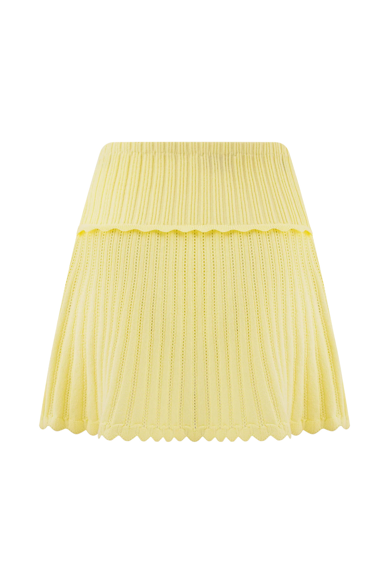 Indy Pointelle Knit Mini Skirt - Lemon | MESHKI US
