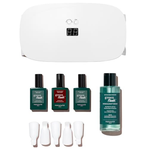 Manucurist Green Flash Slim LED Nail Gel Kit Gift Box : 24W LED Lamp, Base Coat, Top Coat, Dark Pansy Polish, Polish Remover & Clips - Gel Nail Kit with UV Light - Manicure Set | Amazon (US)