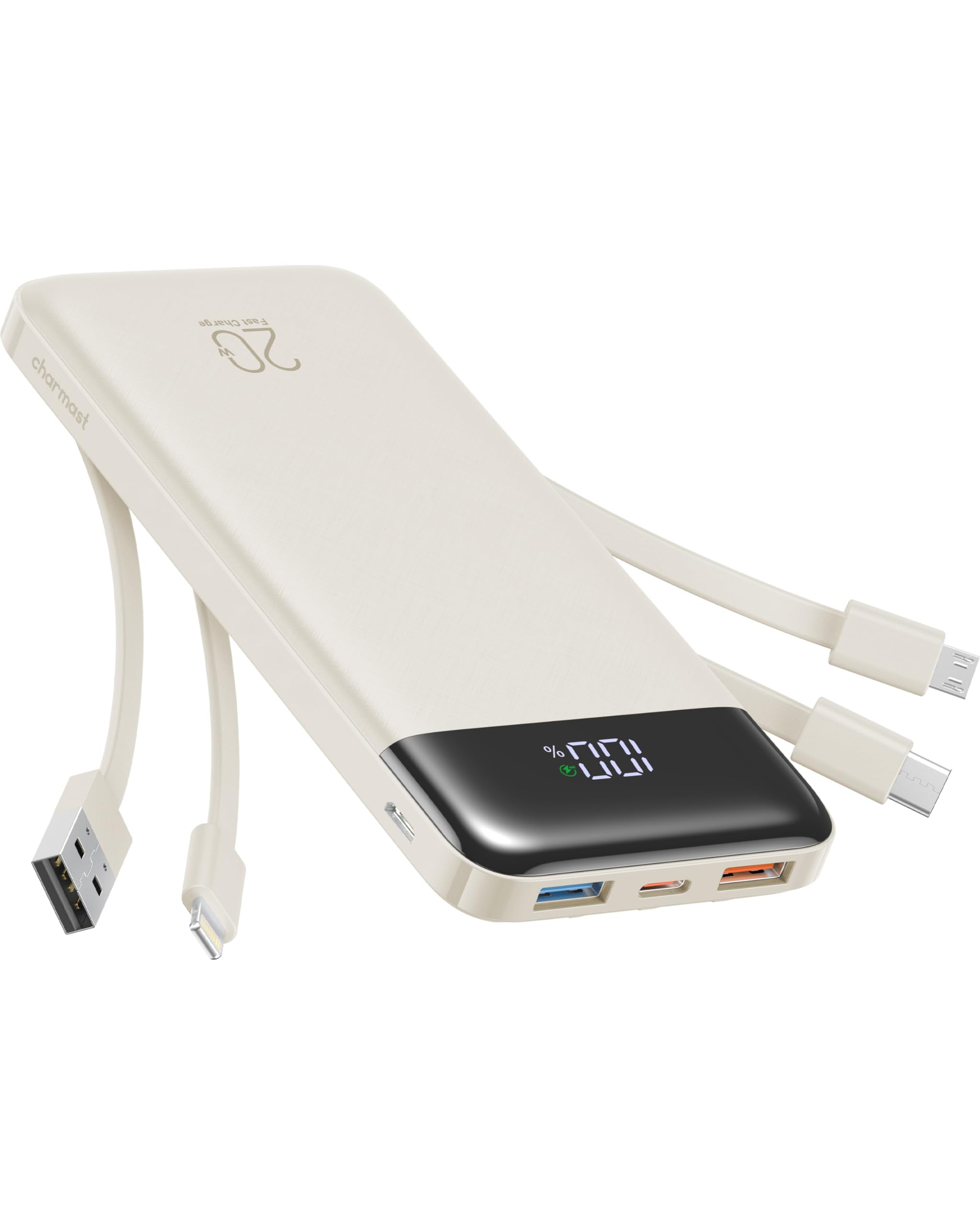 Charmast 20000mAh Portable Charger with 4 Built-in Cables & 6 Outputs, 20W Power Bank Fast Chargi... | Amazon (US)