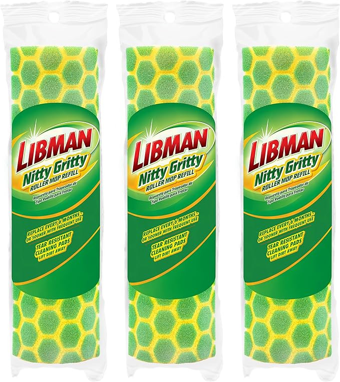 Libman Nitty Gritty Roller Mop Refills | Scrub Mop | Wet Mop | Mops for Floor Cleaning | Sponge M... | Amazon (US)