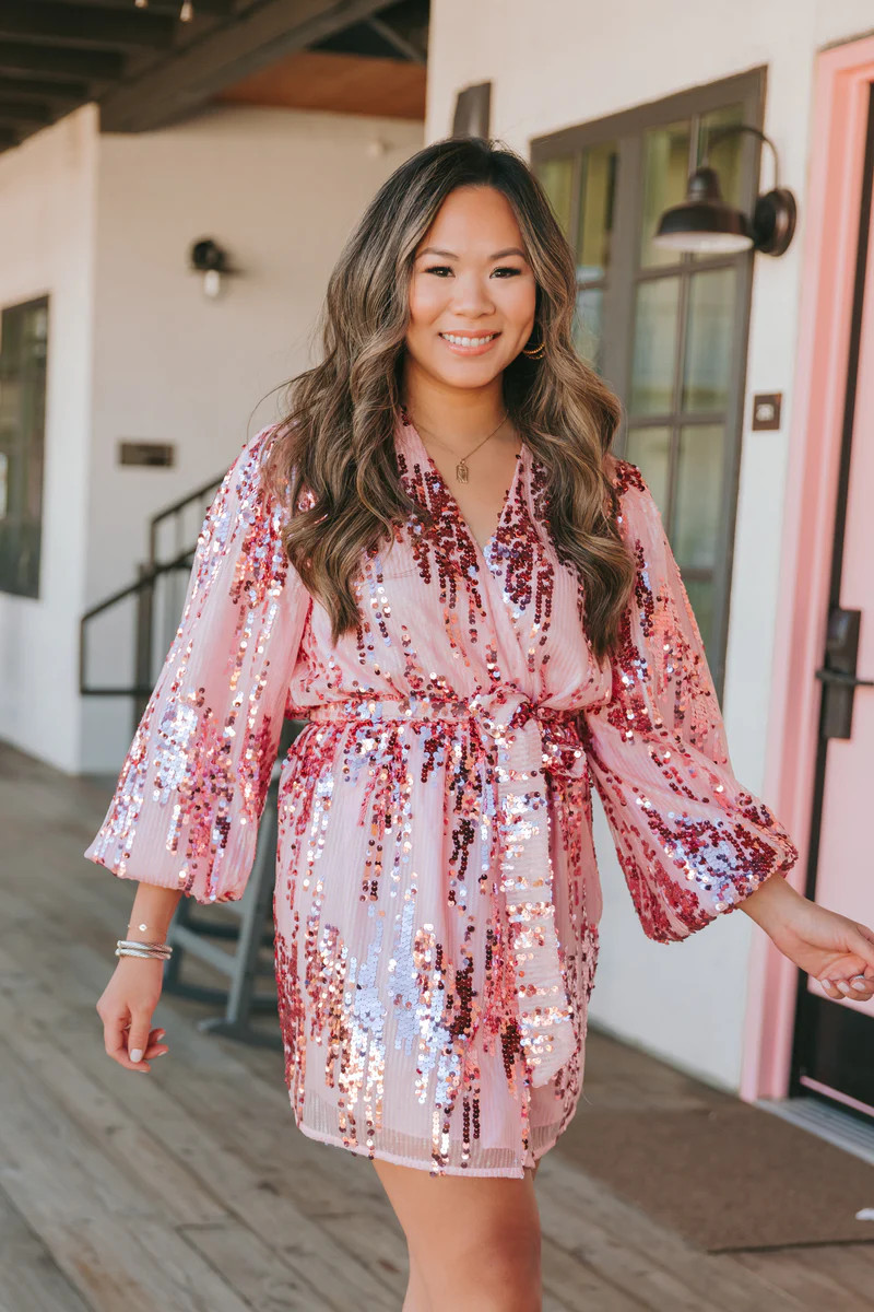 BuddyLove | Adeline Sequin Short Wrap Dress | Unforgettable | BuddyLove