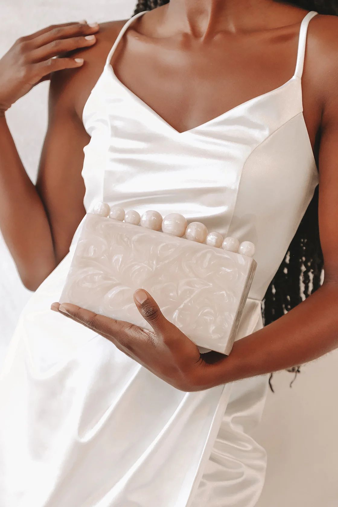 On The List Cream Marble Acrylic Box Clutch | Lulus (US)