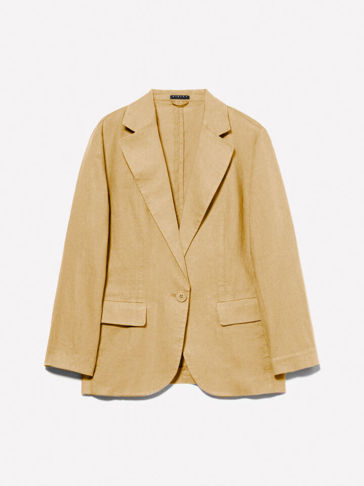 Mustard 100% linen blazer, Mustard - Sisley | Sisley UK