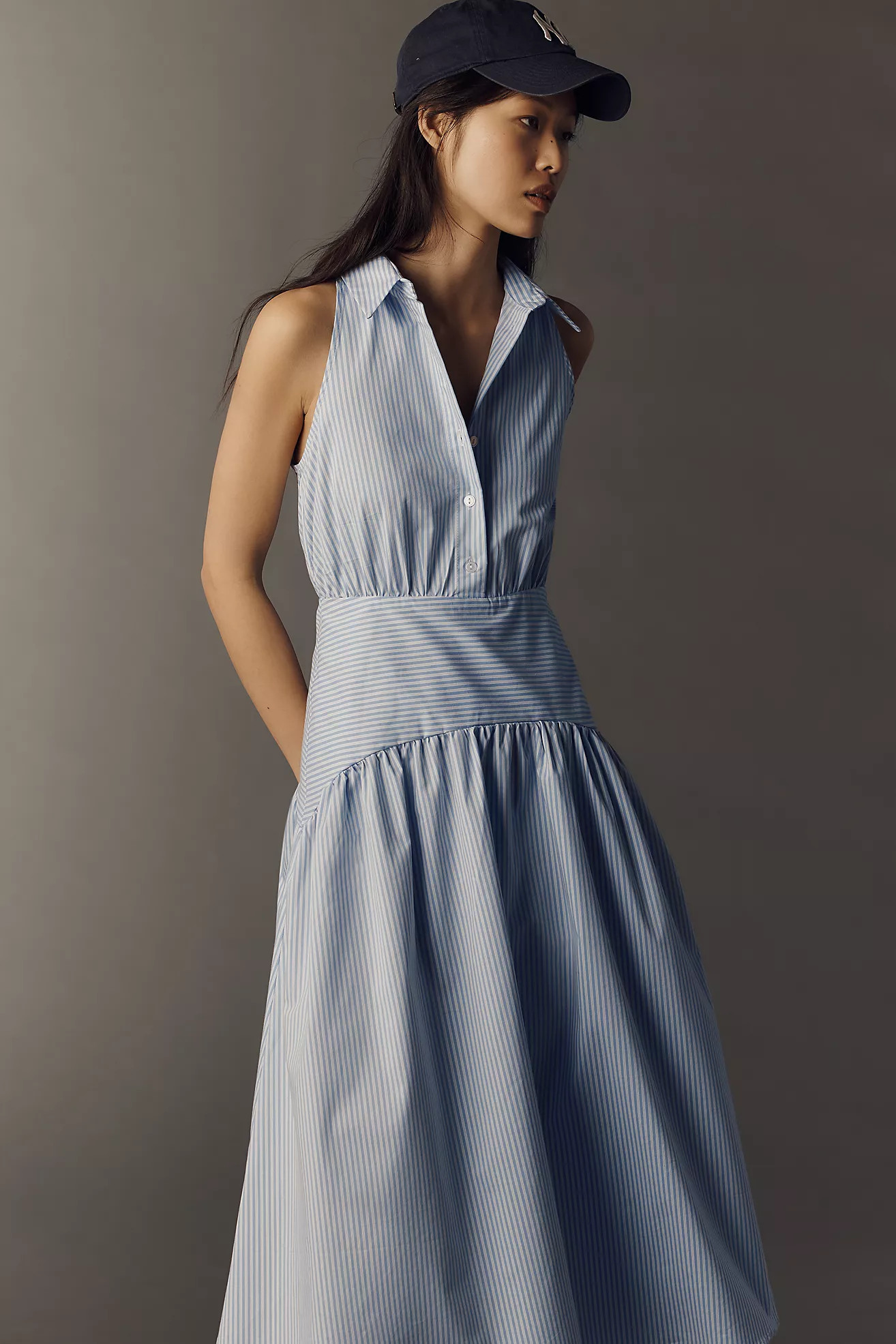 The Tobie Drop-Waist Midi Shirt Dress by Exquise | Anthropologie (US)