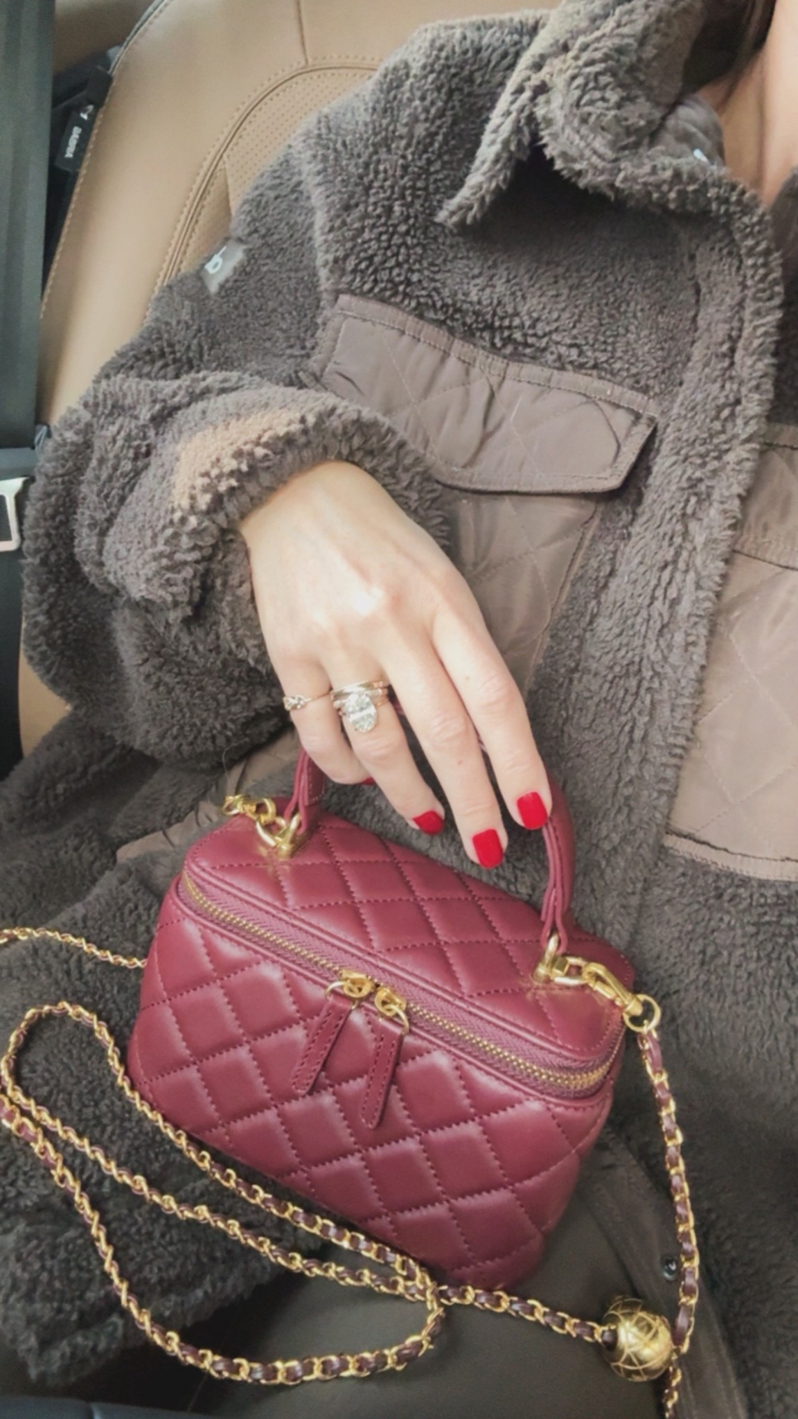 New holiday red nails with burgundy bag from Amazon!! 

#LTKHoliday