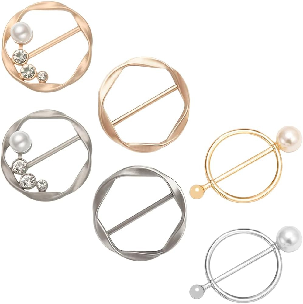 lyfLux 6 PCS Scarf Ring Clip for Women Waist Buckle Clips T-Shirt Tie Hat Belt Decor Holder Fashi... | Amazon (US)