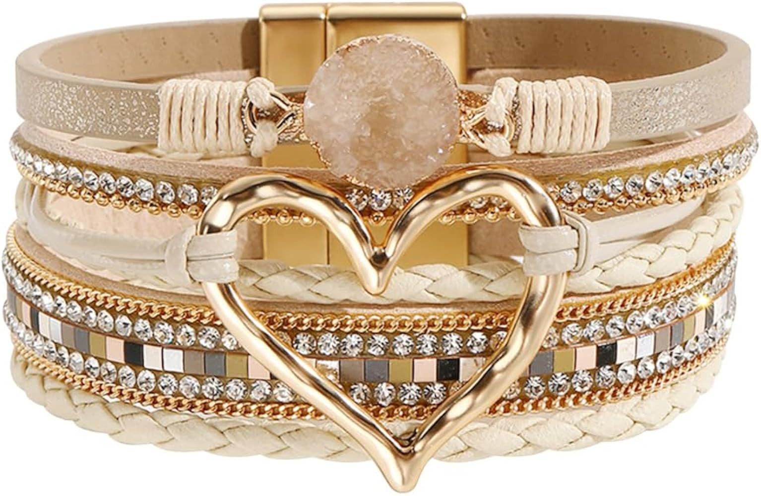 P Ammy Fashion® Women's Multi-layer Love Heart Leather Wrap Bracelets Stackable Boho Bangles Boh... | Amazon (US)
