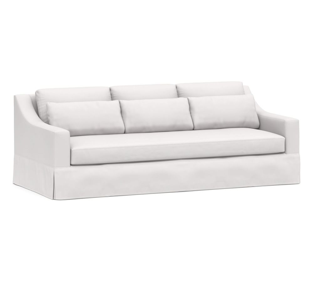 York Slope Arm Deep Seat Sofa 95" 3x1 Slipcover, Twill White | Pottery Barn (US)
