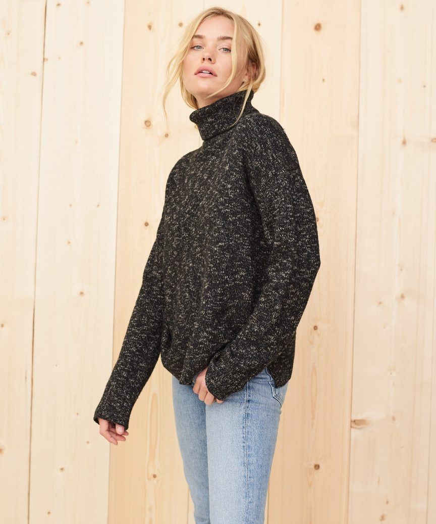 Recycled Cashmere Turtleneck - Marled Black | Jenni Kayne | Jenni Kayne