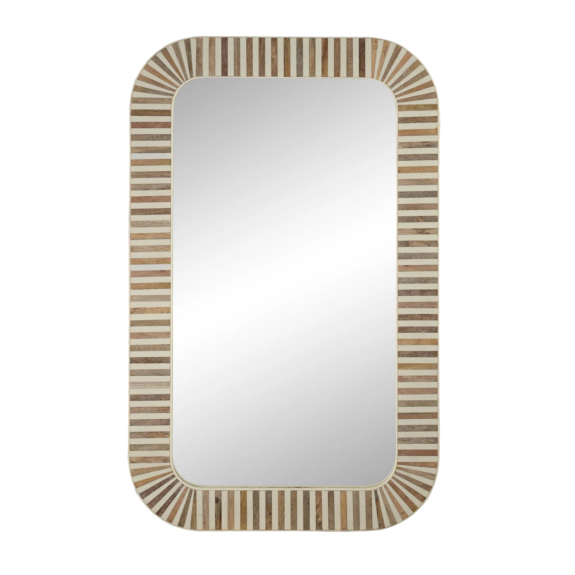 Rutgers Wood and Bone Inlay Rectangular Mirror | Wayfair North America
