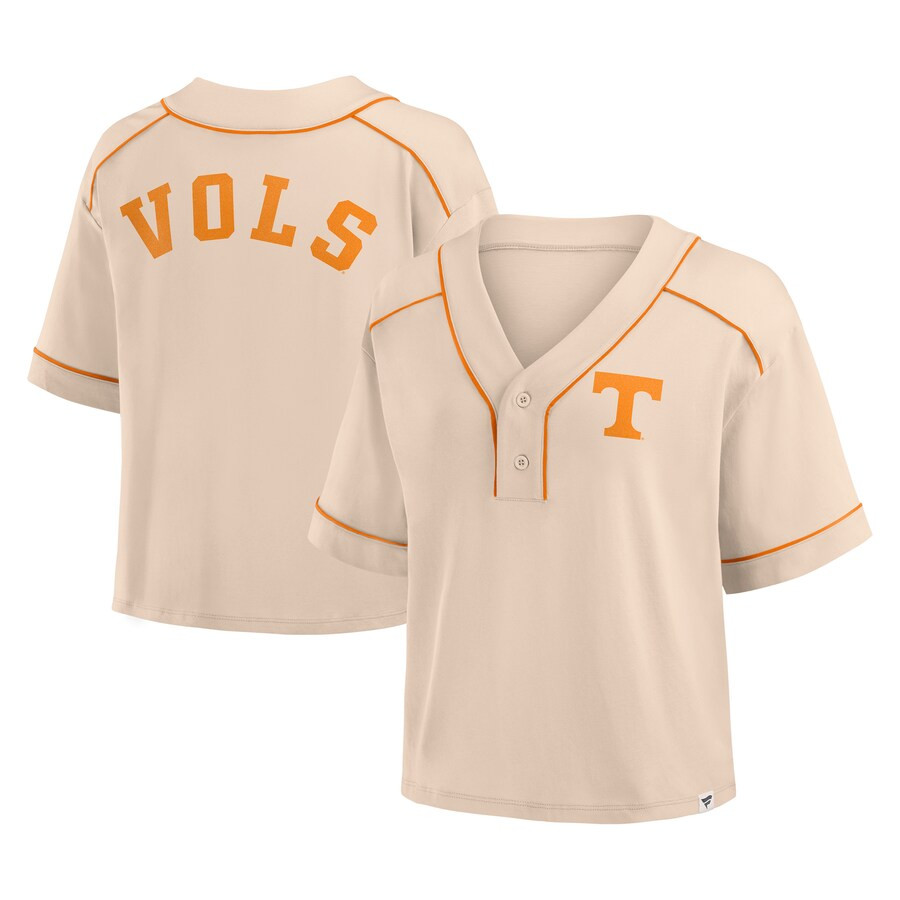 Tennessee Volunteers Fanatics Women's Oversized Dominant Force Cropped V-Neck T-Shirt - Tan | Fanatics