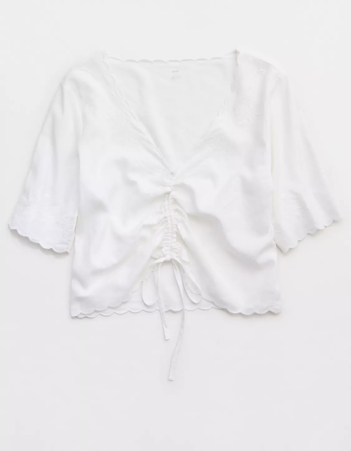 Aerie Cropped Cinch Front Top | American Eagle Outfitters (US & CA)