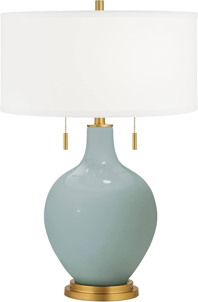 Color + Plus Toby Brass 28" Aqua-Sphere Blue Glass Table Lamp | Amazon (US)