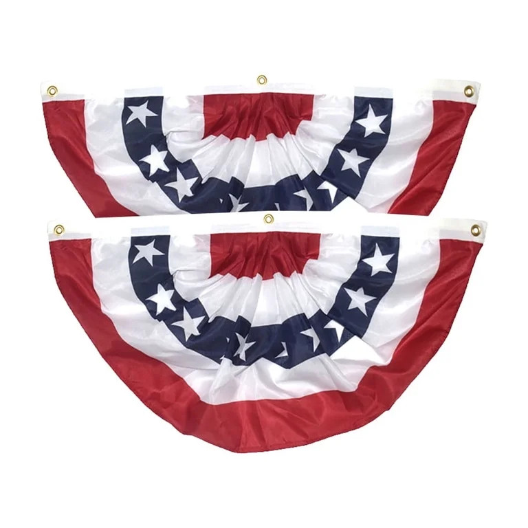 Patriotic Fan Flags (2-Pack) - 3ft x 1.5ft Heavy Duty Polyester Bunting for 4th of July, Veterans... | Walmart (US)