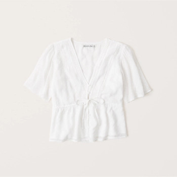 Clipdot Tie-Front Top | Abercrombie & Fitch (US)