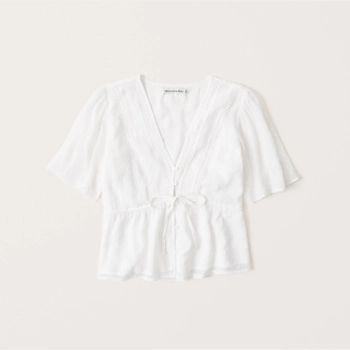 Clipdot Tie-Front Top | Abercrombie & Fitch (US)