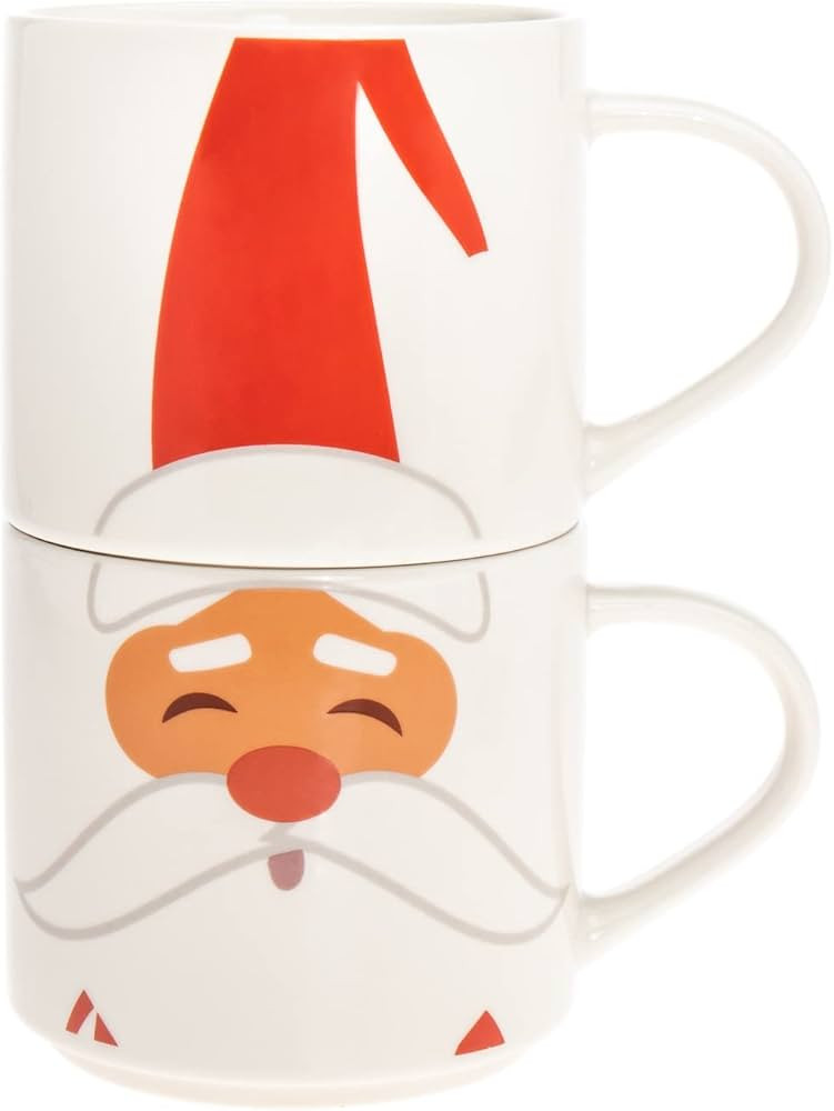 Godinger Santa Christmas Decorations Coffee Mugs Set, Stackable Mug Set, Tea Cups, Drinking Cups,... | Amazon (US)