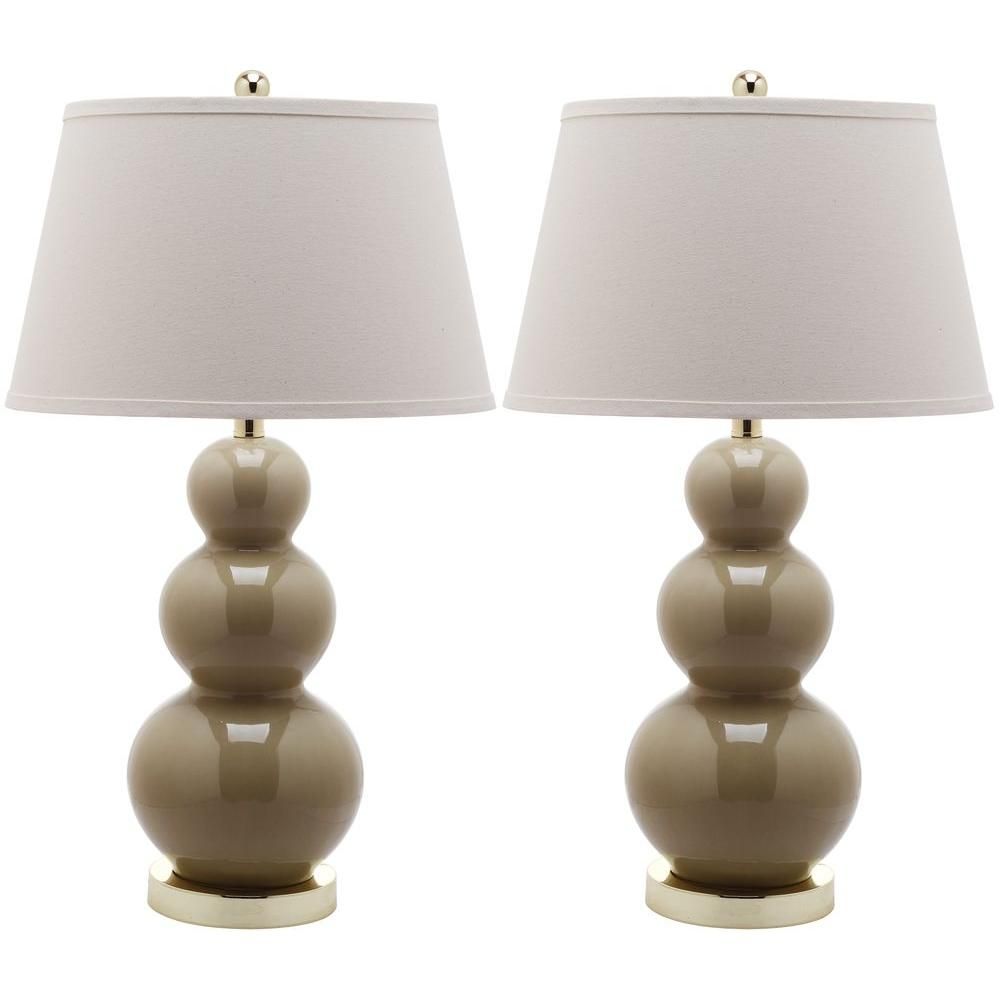 Pamela 27 in. Taupe Triple Gourd Ceramic Lamp (Set of 2) | The Home Depot