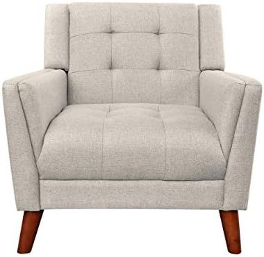 Christopher Knight Home Evelyn Mid Century Modern Fabric Arm Chair, Beige & Walnut (305538) | Amazon (US)