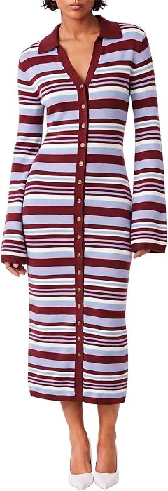 V Neck, Long Sleeve, Collared, Fall Winter, Open Front, Casual Style, Knit Fabric | Amazon (US)