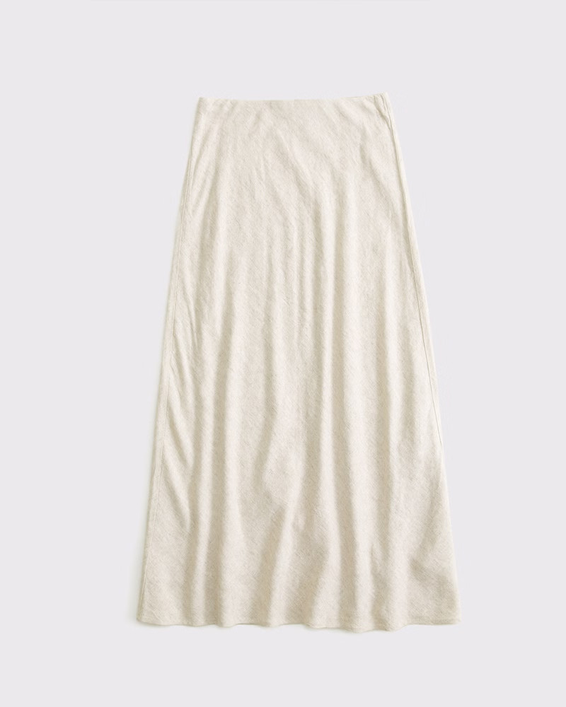 Mid Rise Linen-Blend Maxi Skirt | Abercrombie & Fitch (US)