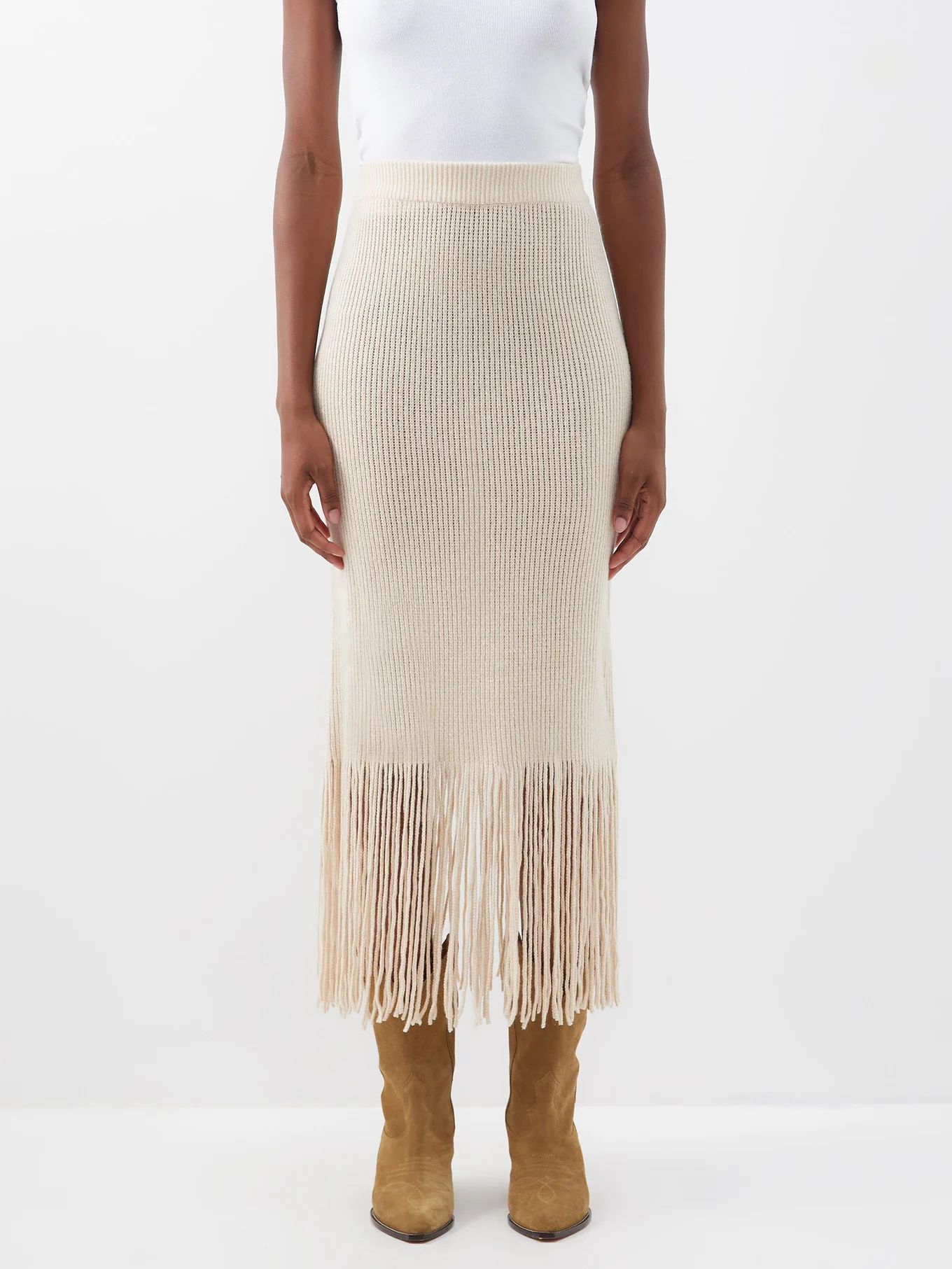 Kaleidoscope fringed cashmere-blend midi skirt | Zimmermann | Matches (US)