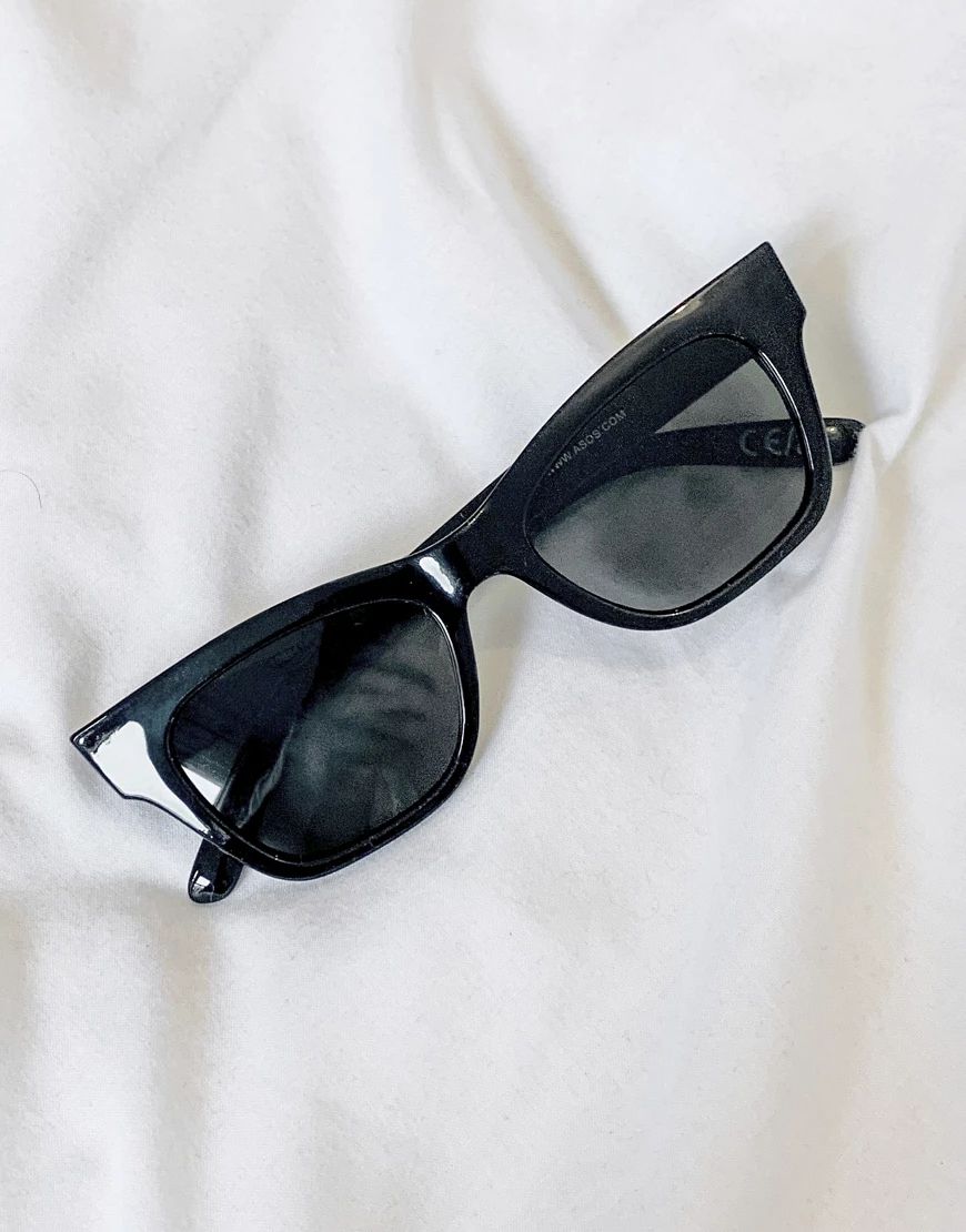ASOS DESIGN square cat eye sunglasses-Black | ASOS (Global)