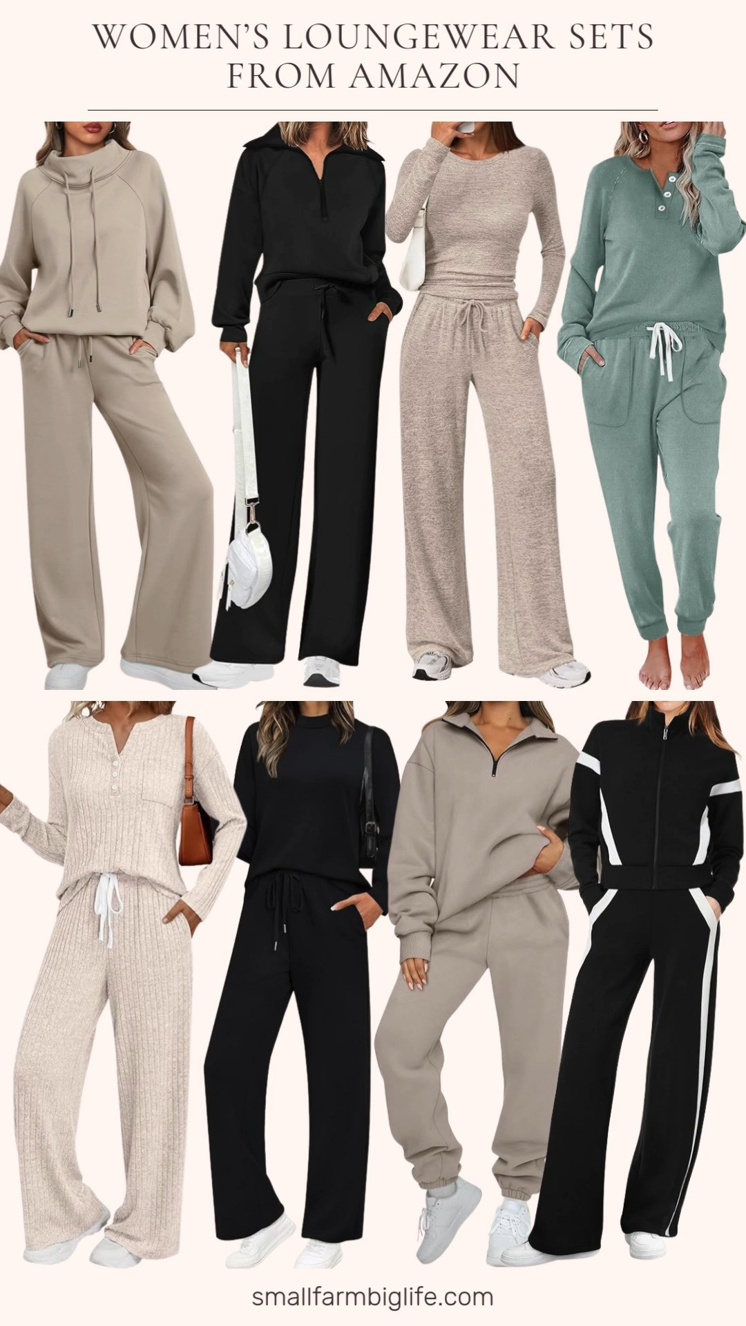 I'm living in these Amazon loungewear sets lately because… comfort > everything. ✨ The perfect two-piece fit for lounging, errands, or just feeling cute at home in grey, black, tan, and green. 

 #LTKOver40 #LTKSaleAlert #LTKFindsUnder50