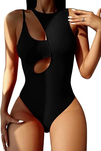 Hilinker Women's Cutout Swimsuit High Waisted Monikini One Piece Bathing Suit | Amazon (US)